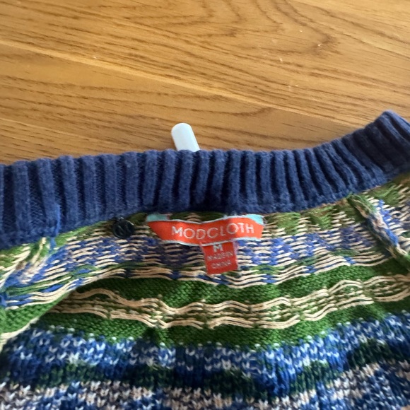 Modcloth Navy and Multicolor Patterned Sweater - Picture 4 of 6
